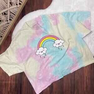 Fifth‎ Sun Womens Crop Top Size Large Rainbow Tie Dye